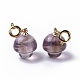 Natural Amethyst Mushroom Spring Ring Clasp Charms HJEW-P014-02G-2