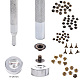 18 set kit di chiusura con bottoni a pressione in pelle in ottone con albero e funghi SNAP-YW0001-07AB-5