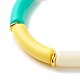 Curved Tube Opaque Acrylic Beads Stretch Bracelet for Teen Girl Women BJEW-JB06940-04-4