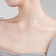 Rhodium Plated 925 Sterling Silver Y Chain Necklace for Women 18K Gold Plated Round Beads Long Dainty Y-Shaped Necklace Jewelry Gift for Women JN1095A-6