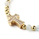 Bracelet en perles de zircone cubique croix pour fille femme BJEW-JB06848-04-4