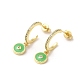 Ring & Evil Eye Real 18K Gold Plated Brass Stud Earrings EJEW-L268-037G-03-1