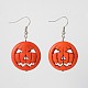 Halloween Pumpkin Jack-o'-Lantern Jack o Lantern boucles d'oreilles pendantes synthétiques turquoise EJEW-JE01571-01-1