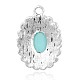 Oval Alloy Synthetical Turquoise Pendants PALLOY-M179-37-2