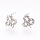 Brass Micro Pave Cubic Zirconia Stud Earring Findings KK-F753-03P-RS-1