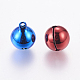 Смешанный цвет круглые латунь колокол подвески на Рождество X-IFIN-Q058-M-2