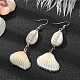 Shell Shape Natural Pearl & Shell Dangle Earrings for Women EJEW-TA00303-2