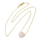 Collana con pendente a cuore in quarzo rosa naturale con catene portacavi in lega dorata NJEW-G116-01A-2