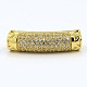 CZ Jewelry Brass Micro Pave Cubic Zirconia Hollow Curved Tube Beads ZIRC-M024-11-2