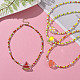 Acryl-Emaille-Früchte-Anhänger-Halskette mit Glassamenketten für Frauen NJEW-JN04293-3