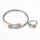 Trendy 304 Stainless Steel Torque Bangles & Rings Sets SJEW-H073-10-2