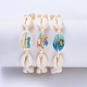 Verstellbare bedruckte geflochtene Perlenarmbänder aus Kaurimuschel BJEW-JB05154-5