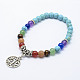 Natural/Synthetic Mixed Stone & Synthetic Turquoise Beads Stretch Charm Bracelets BJEW-L612-H01-1
