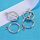 2-Hole Platinum Plated Ring Sterling Silver S-Hook Clasps STER-K014-H793-1P-3