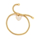 Bracelet coulissant à breloques en forme de cœur avec strass en cristal et chaîne à mailles rondes pour femme BJEW-C013-08G-1