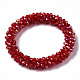 Bracelets extensibles en perles de verre transparentes à facettes BJEW-S144-002C-03-2