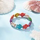 Окрашенный синтетический бирюзовый черепаховый эластичный браслет из бисера для детей BJEW-JB09389-01-3