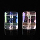 UVメッキ透明アクリルビーズ  虹色の  キューブ  キューブ  8x7.5x7.5mm  穴：1mm OACR-K005-03-2