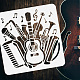 Fingerinspire 楽器ステンシル 11.8x11.8 インチ再利用可能な楽器組み合わせ塗装ステンシル バイオリン ギター オルガン サックス ピアノ マイク テンプレート 木材の塗装用  壁と家具 DIY-WH0391-0314-3