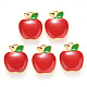 合金エナメルチャーム  りんご  ライトゴールド  レッド  15x12x3mm  穴：0.9mm ENAM-S121-056-2