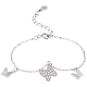 Creatcabin rhodié 925 bracelet à breloques papillon en argent sterling avec carte pour petite-fille SJEW-CN0001-09-1