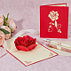 長方形の 3D ローズ ポップアップ紙グリーティング カード  封筒付き  バレンタインデーの招待状  ローズ模様  レッド  184x127x5mm FIND-WH0152-117-3