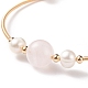 Bracciale rigido con perline rotonde in quarzo rosa naturale e perle BJEW-JB08464-02-4
