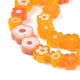 手作りミッレフィオーリガラスビーズ連売り  花  オレンジ  4~7.2x2.6mm  穴：1mm  約60~69個/連  16インチ（40cm） X-LAMP-J035-6mm-08-2