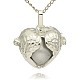 Silver Color Plated Brass Hollow Heart Cage Pendants KK-J241-02S-1