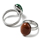 天然石の指輪  ステンレス製のパーツと  4mm  内径：16~19.9mm  12個/箱 RJEW-C042-01-2