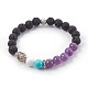 Natural Amethyst and Natural & Synthetic Mixed Gemstone Beads Stretch Bracelets BJEW-JB04004-05-1
