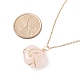 Copper Wire Wrapped Natural Rose Quartz Heart Pendant Necklaces NJEW-JN03970-01-3