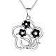 Colliers avec pendentif en forme de fleur en laiton plaqué argent et émail pour femmes NJEW-BB01557-1