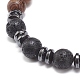 Bracelet extensible en pierre de lave naturelle et perles de bois BJEW-JB08536-5