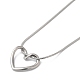 304 Stainless Steel Hollow Heart Pendant Necklace with Round Snake Chains NJEW-M202-05P-2