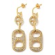 Real 18K Gold Plated Brass Dangle Stud Earrings EJEW-A033-29G-1
