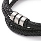 Black Microfiber Braided Cord Triple-strand Bracelet with 304 Stainless Steel Magnetic Clasps BJEW-P275-23P-2