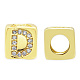 Brass Micro Pave Clear Cubic Zirconia European Beads KK-T030-LA842-DX3-1