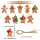 Gorgecraft クリスマス テーマ プラスチック ペンダント装飾  ロープ付き  ジンジャーブレッドマン  砂茶色  40~41x26~30x3.2~3.5mm  穴：3mm  10個/セット HJEW-GF0001-12-2