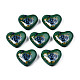Flower Printed Opaque Acrylic Heart Beads SACR-S305-28-N01-1