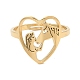 Placage ionique (ip) 304 coeur en acier inoxydable avec anneau réglable en forme de cheval pour femme RJEW-M149-20G-1