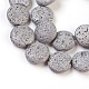 Brins de perles de pierre de lave naturelle galvanisées G-E497-A-3