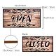CREATCABIN Open Closed Sign Business Double Sided Sign Waterproof Wood Hanging Plaque Wall Art for Business Door Walls Window Shop Store Bar Hotel Decoration Gift 12 x 6 Inch WOOD-WH0112-83J-2