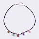 PU Leather Cord Natural Mixed Stone Pendant Necklaces NJEW-I219-03-2