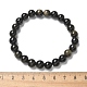Natürliche golden glänzende Obsidian Perlen Stretch Armbänder&nbsp;BJEW-K212-B-020-7
