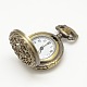 Talladas cabezas reloj de cuarzo de aleación modelo floral de la vendimia redonda plana hueco para reloj de bolsillo el collar del colgante WACH-M109-06-2