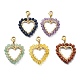 Wire Wrapping Natural Gemstone Heart Pendant Decorations with 304 Stainless Steel Lobster Claw Clasps HJEW-TA00044-1