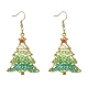 Aretes colgantes de árbol de navidad con cuentas de vidrio EJEW-JE05270-1