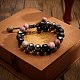 Stone Braided Bead Bracelets for Men Women BJEW-SW00001-04-2