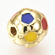 真鍮製エナメルビーズ  サッカー/サッカーボール  カラフル  ゴールドカラー  10mm  穴：1.5mm KK-Q738-10mm-01G-3